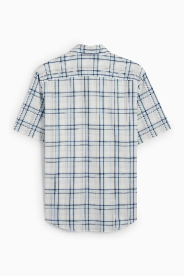 Men - Shirt - regular fit - kent collar - check - light blue