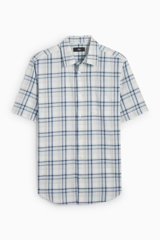 Men - Shirt - regular fit - kent collar - check - light blue