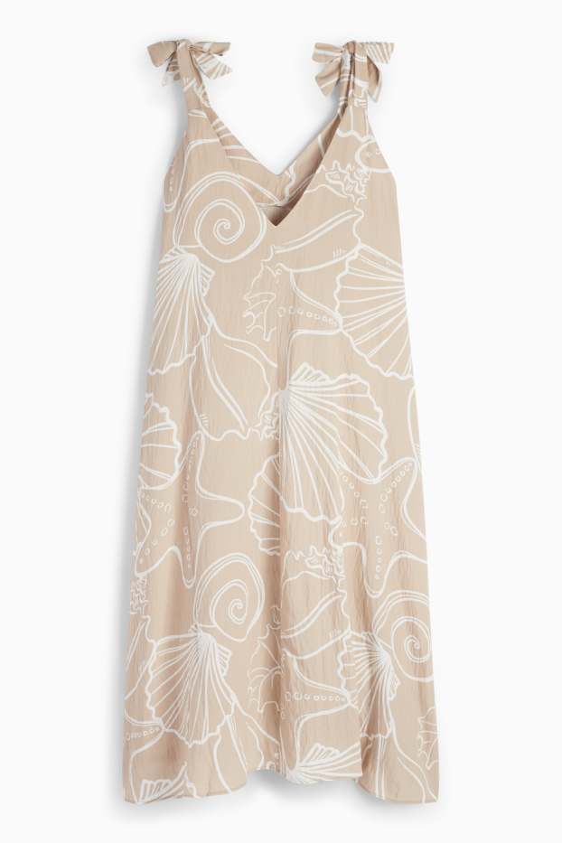 Dames - Strandjurk - met patroon - licht beige