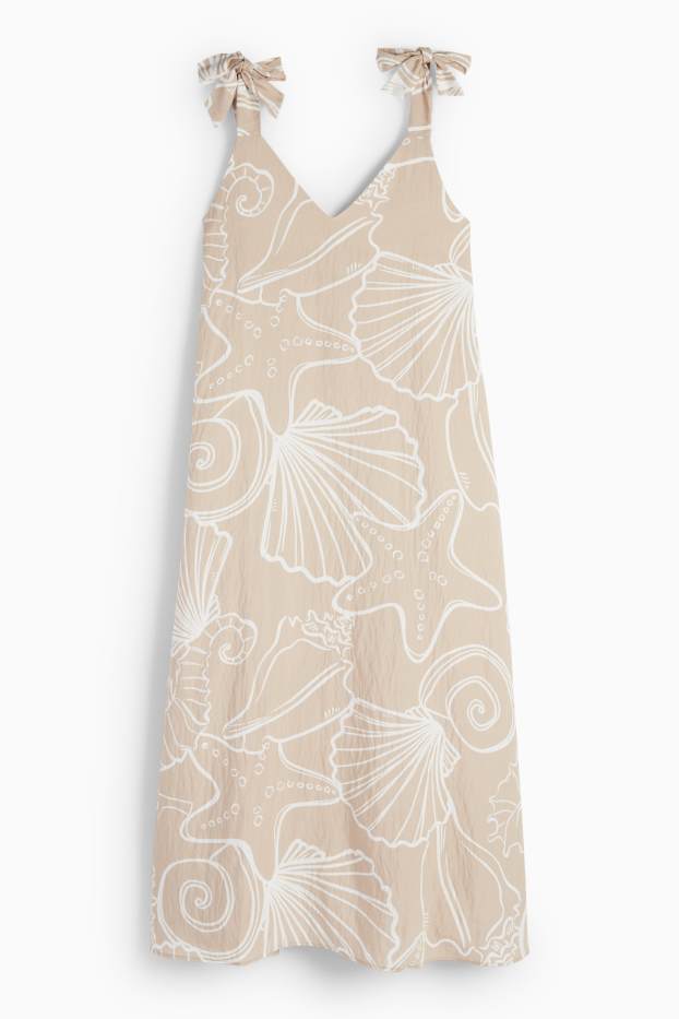 Dames - Strandjurk - met patroon - licht beige