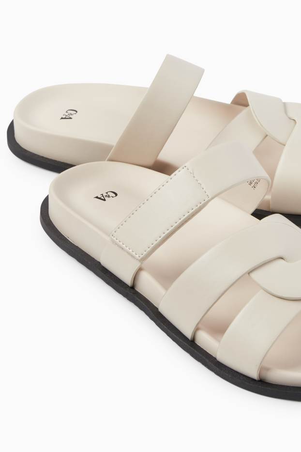 Damen - Sandalen - Lederimitat - cremeweiss