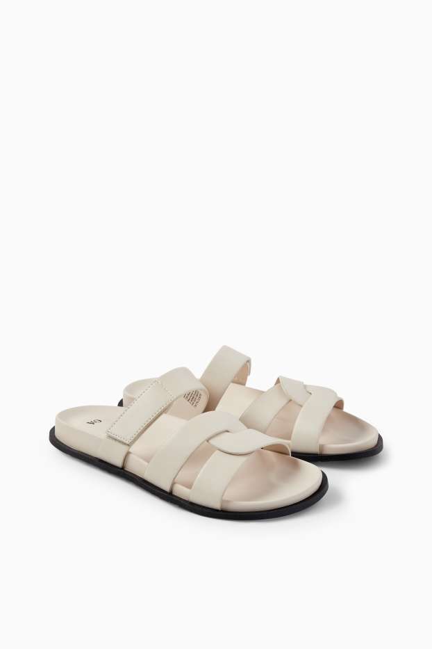 Damen - Sandalen - Lederimitat - cremeweiss