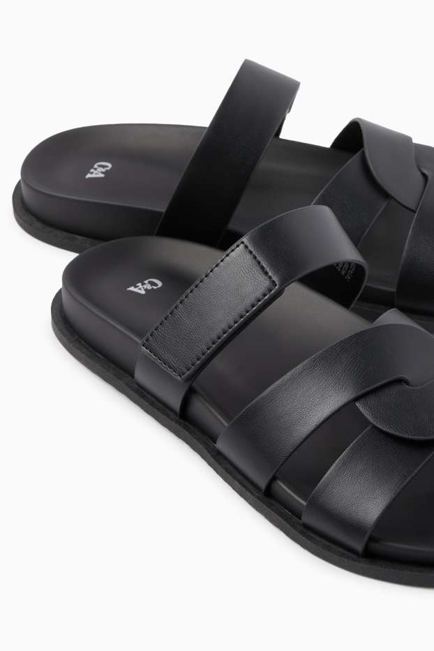 Damen - Sandalen - Lederimitat - schwarz