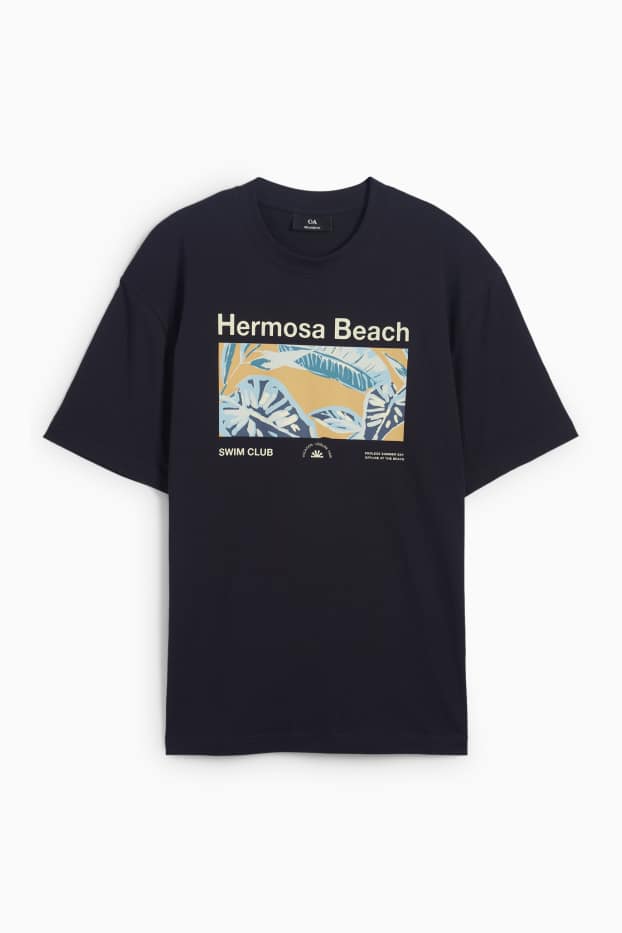 Heren - T-shirt - relaxed fit - donkerblauw