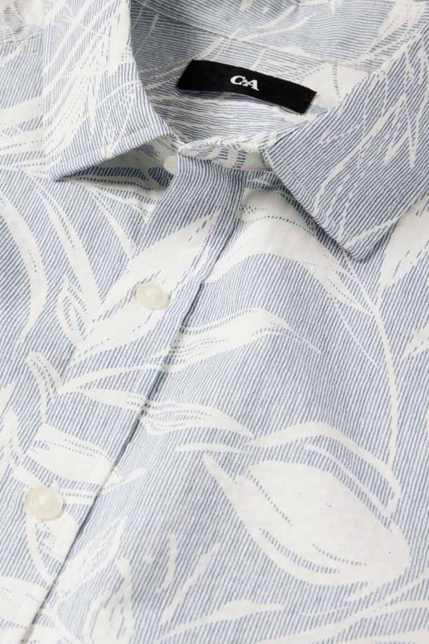 Hommes - Chemise - regular fit - col kent - à rayures - texturée - bleu