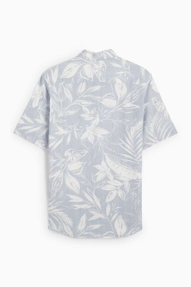 Hommes - Chemise - regular fit - col kent - à rayures - texturée - bleu
