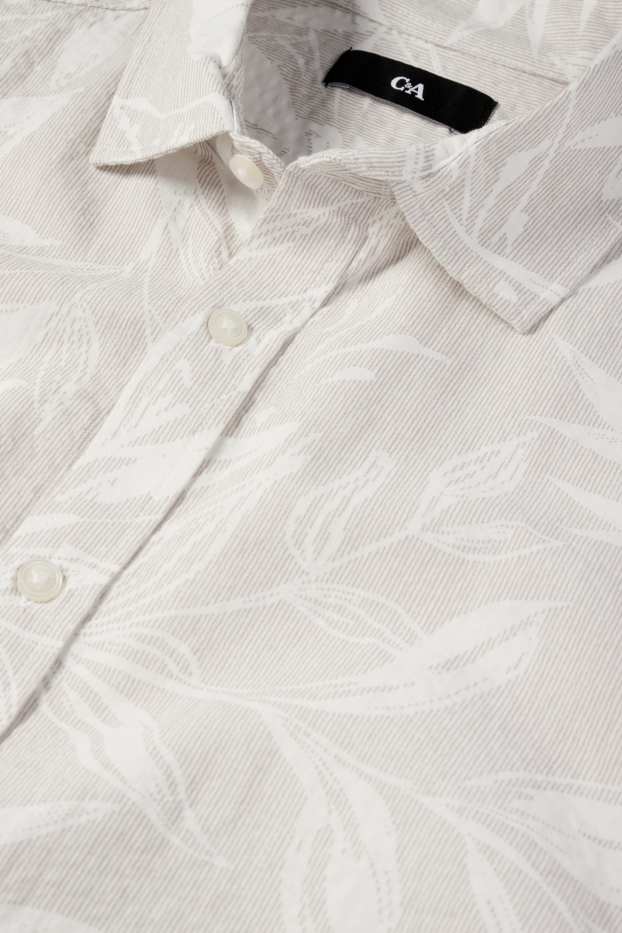 Bărbați - Cămașă - regular fit - guler Kent - cu model - structurată - bej