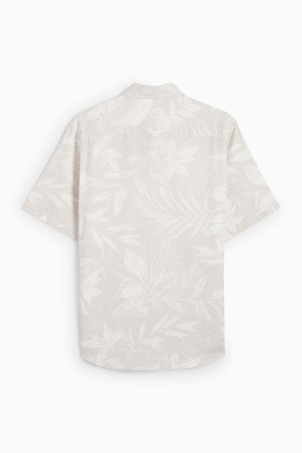 Bărbați - Cămașă - regular fit - guler Kent - cu model - structurată - bej