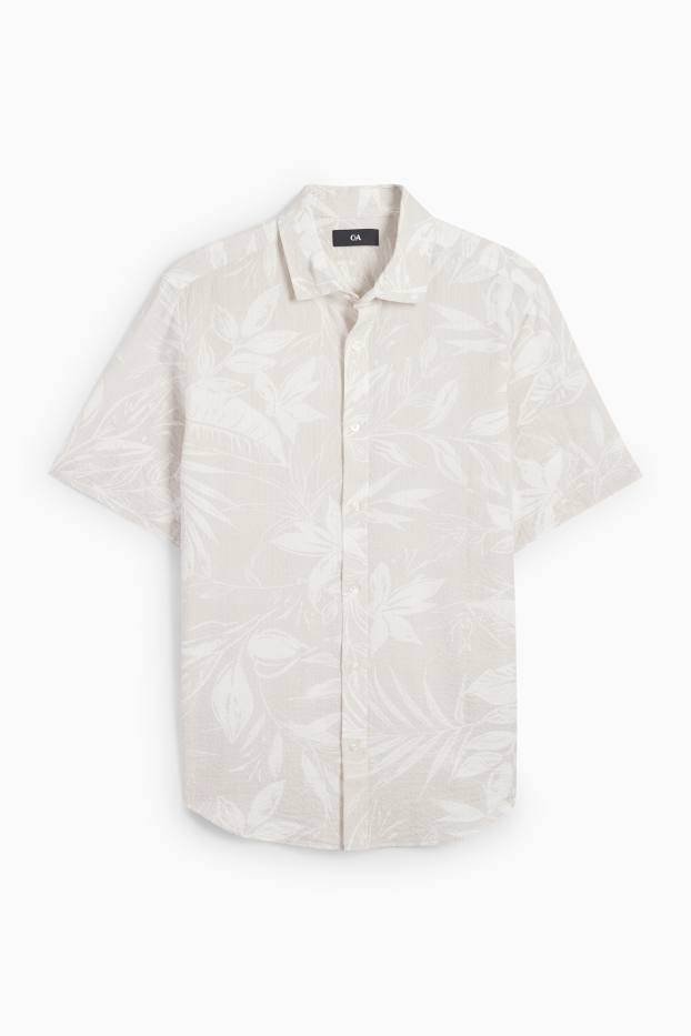 Bărbați - Cămașă - regular fit - guler Kent - cu model - structurată - bej