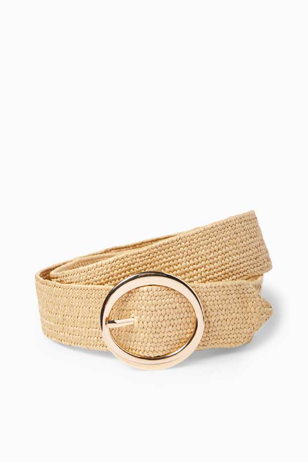 Damen - Stroh-Gürtel - beige