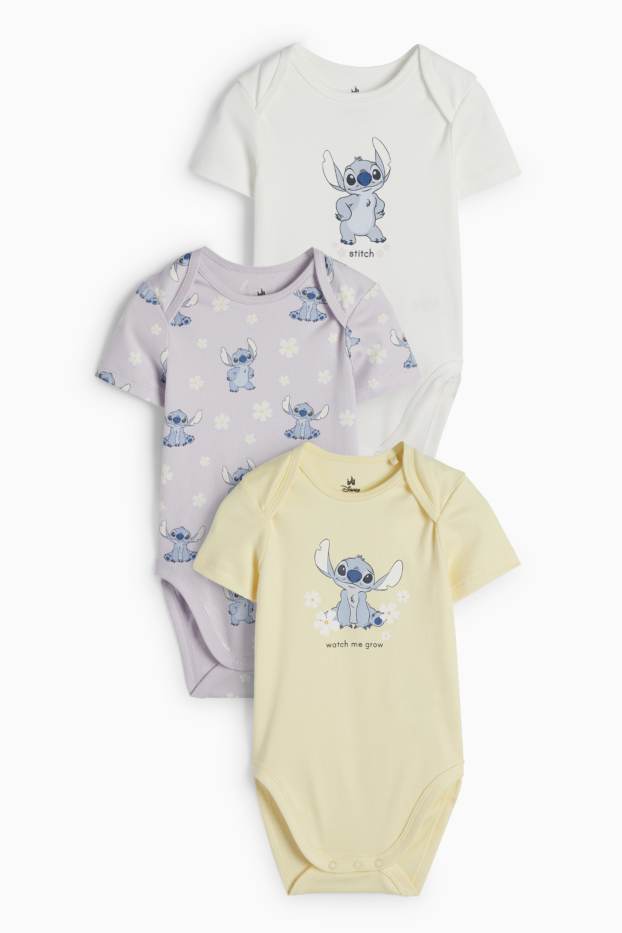 Baby: meisjes - Set van 3 - Lilo & Stitch - rompertje - lichtgeel