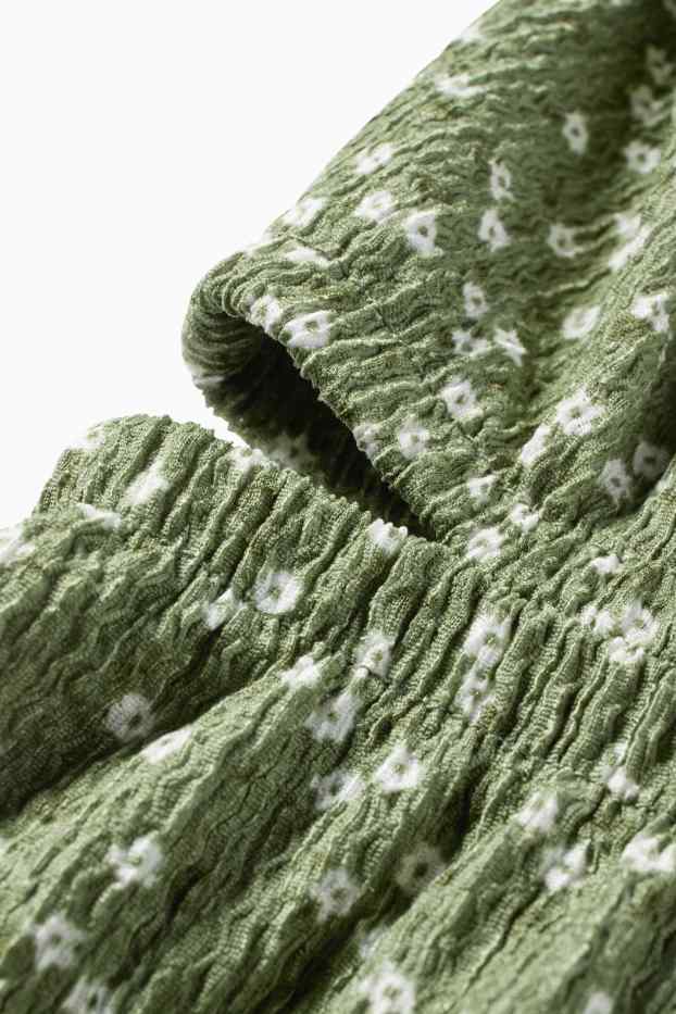Enfants filles - Combinaison - à fleurs - texturée - vert