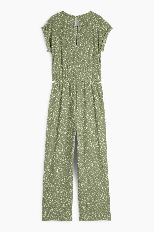 Enfants filles - Combinaison - à fleurs - texturée - vert