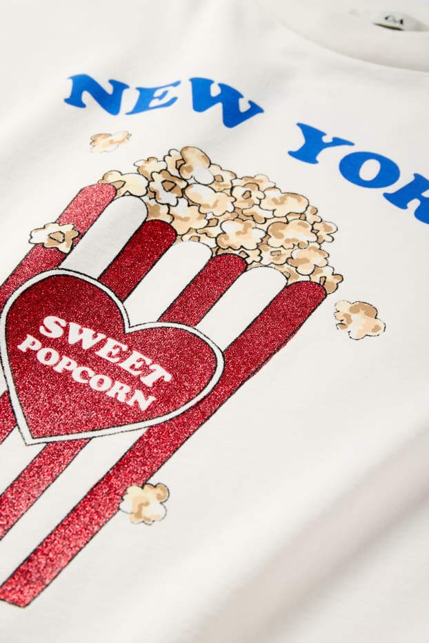 Children Girls - Popcorn - short sleeve T-shirt - light beige