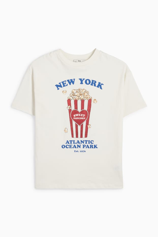 Children Girls - Popcorn - short sleeve T-shirt - light beige
