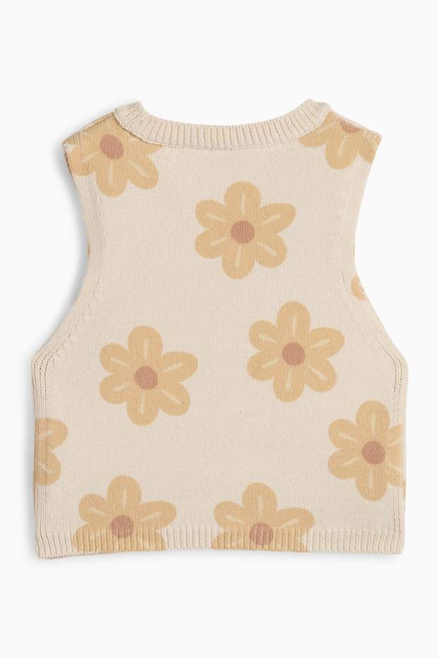 Copii - Fete - Floare - top tricotat - bej deschis