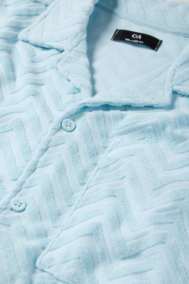 Hommes - Chemise - relaxed fit - col à revers - à motif - texturée - bleu clair