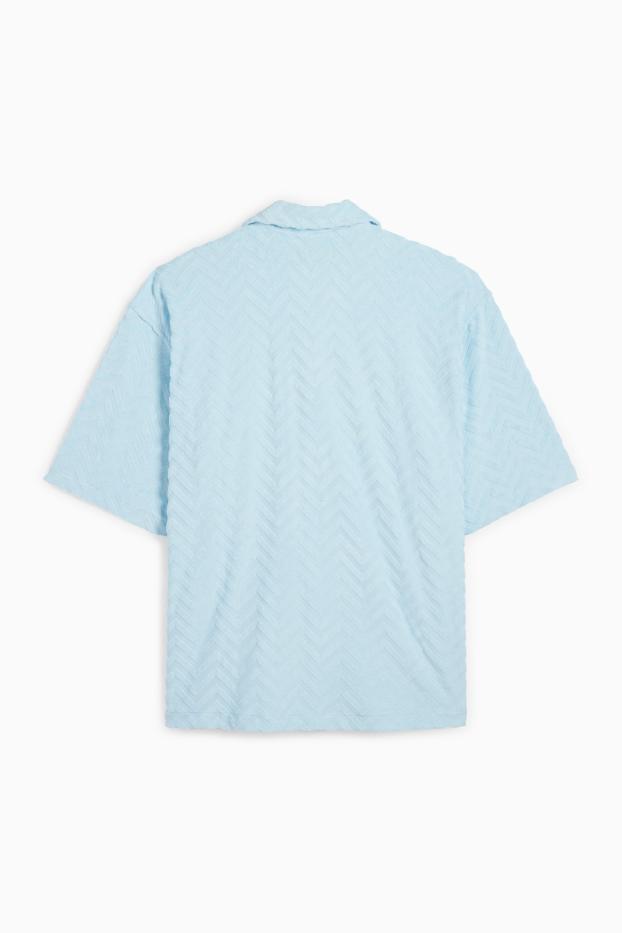 Hommes - Chemise - relaxed fit - col à revers - à motif - texturée - bleu clair