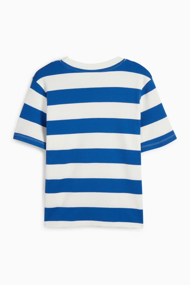 Femmes - T-shirt - slim fit - à rayures - bleu / blanc