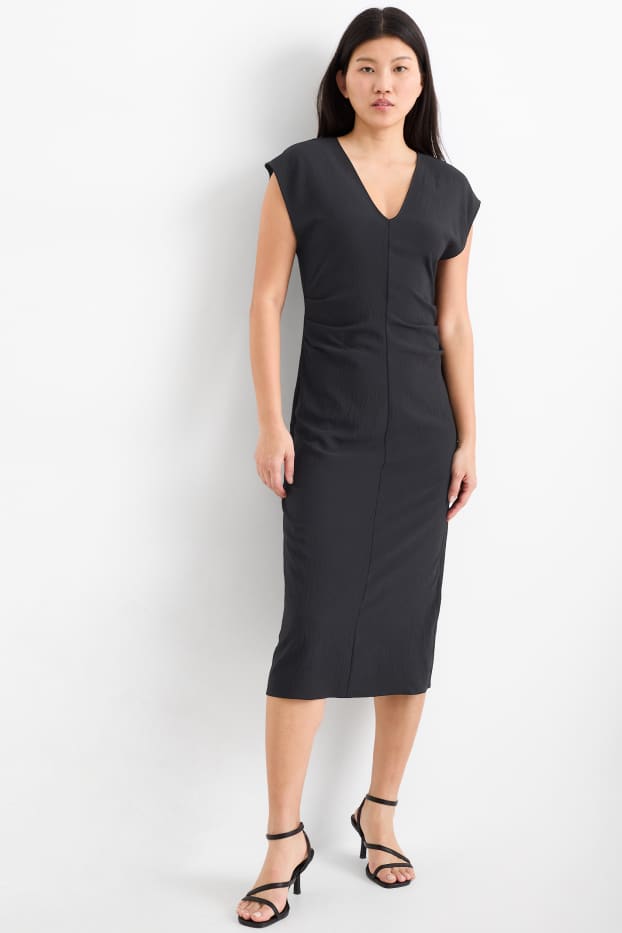 Donna - Vestito aderente con scollo a V - nero