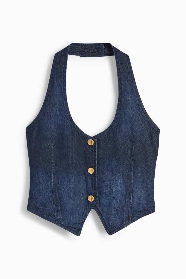 Women - Denim waistcoat - denim-dark blue