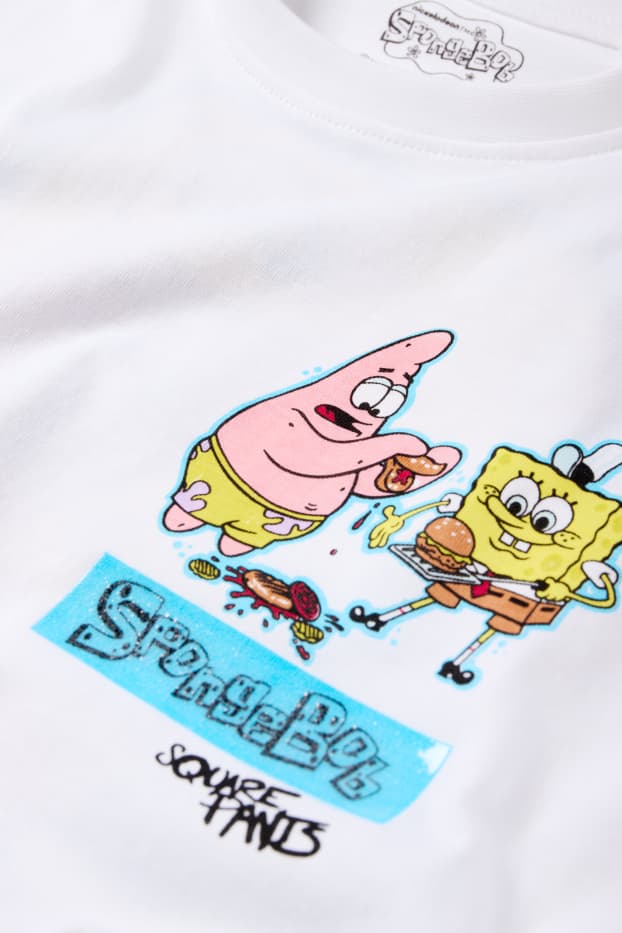 Děti - chlapci - Spongebob v kalhotách - tričko s krátkým rukávem - bílá