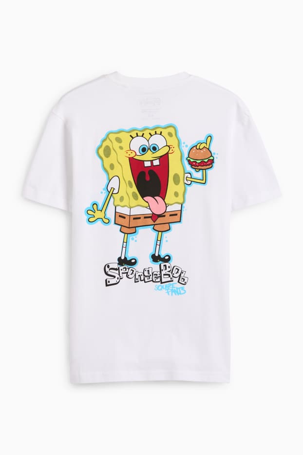 Děti - chlapci - Spongebob v kalhotách - tričko s krátkým rukávem - bílá