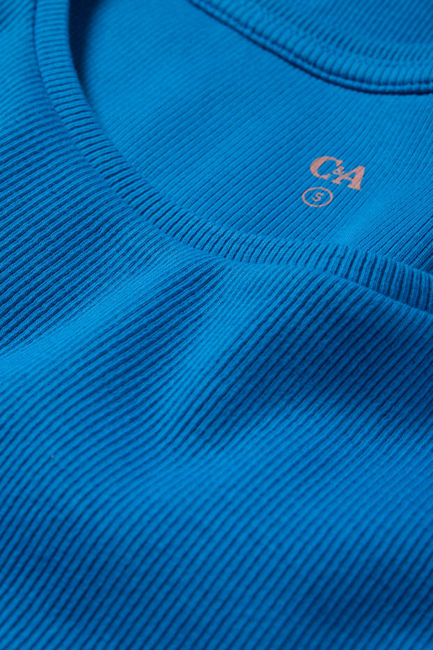 Damen - Basic-Top - gerippt - blau