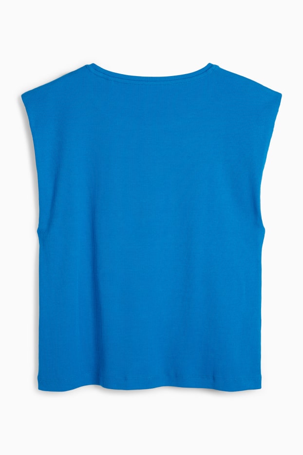 Damen - Basic-Top - gerippt - blau