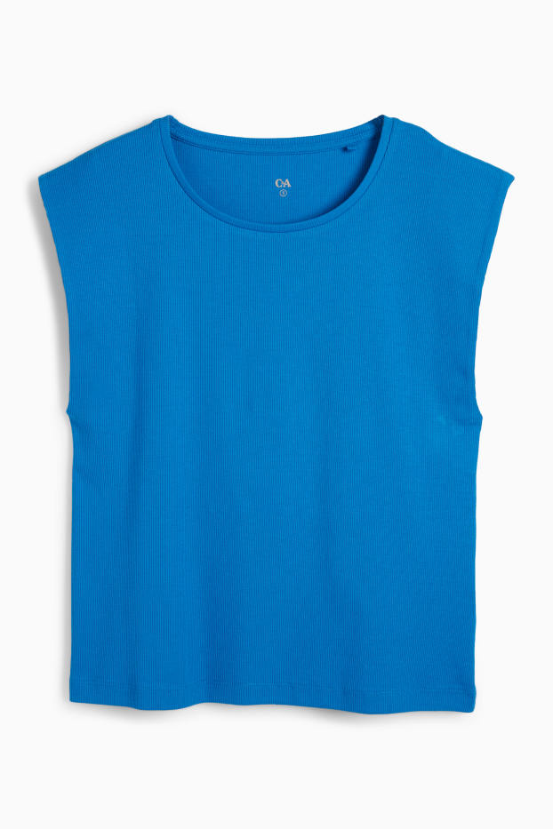 Damen - Basic-Top - gerippt - blau