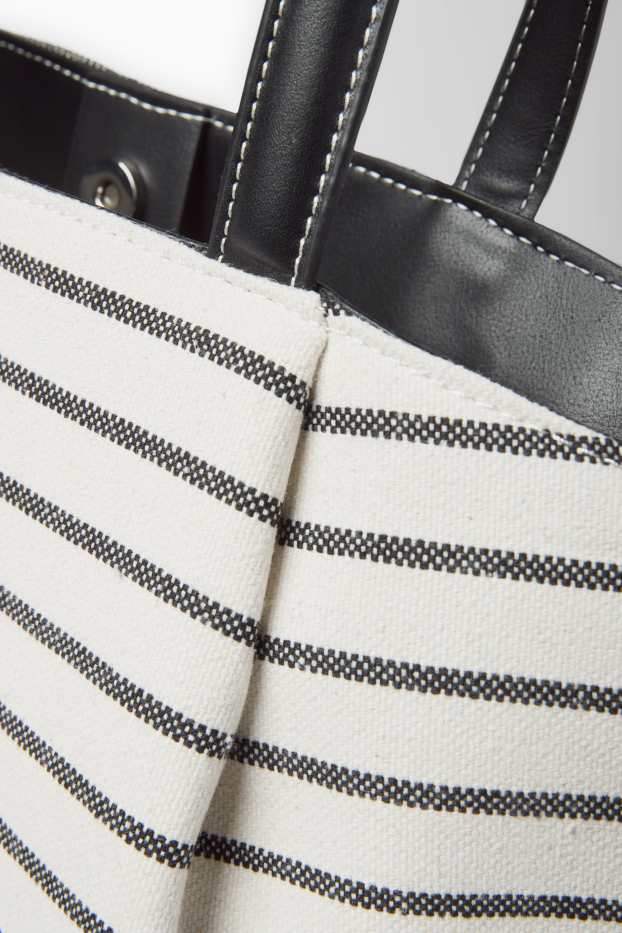 Dames - Grote shopper - gestreept - zwart / wit