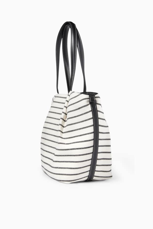Dames - Grote shopper - gestreept - zwart / wit