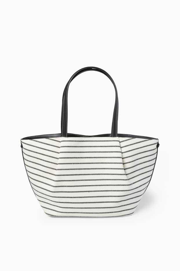 Dames - Grote shopper - gestreept - zwart / wit