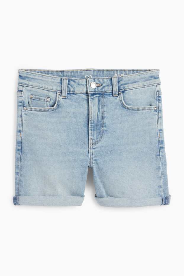 Damen - Jeans-Shorts - Mid Waist - LYCRA® - helljeansblau
