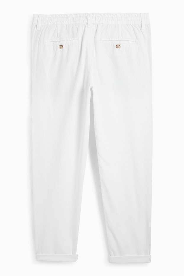 Hommes - Chino avec teneur en lin - tapered fit - blanc
