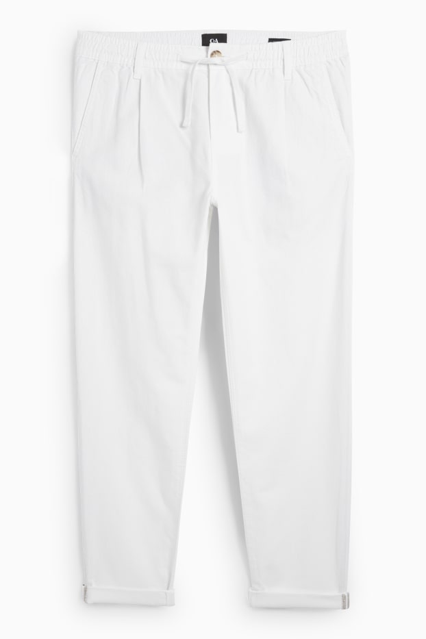 Hommes - Chino avec teneur en lin - tapered fit - blanc