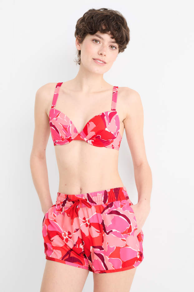 Femmes - Short de bain - LYCRA® - à fleurs - rouge