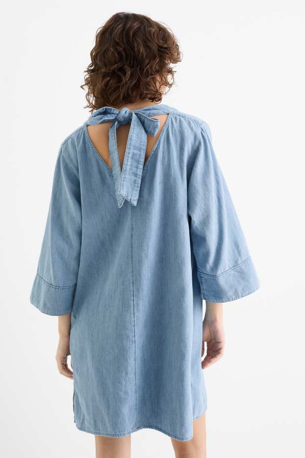 Damen - Jeans-Tunika-Kleid - hellblau