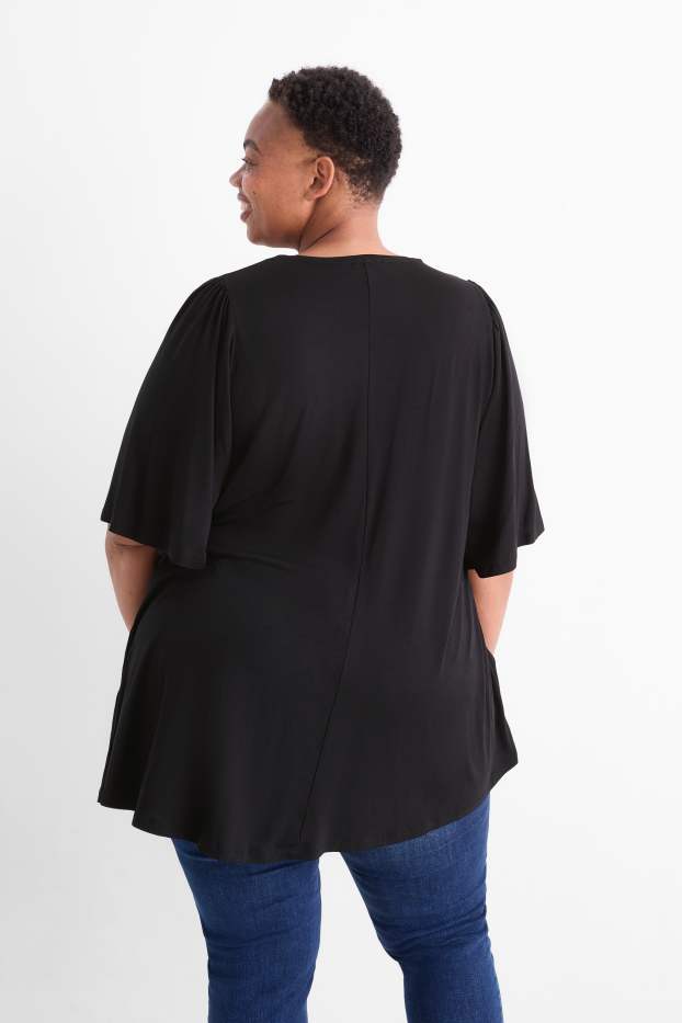 Femmes - T-shirt à col en V - noir