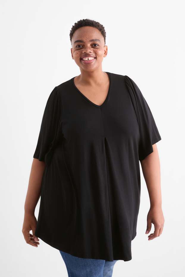 Femmes - T-shirt à col en V - noir