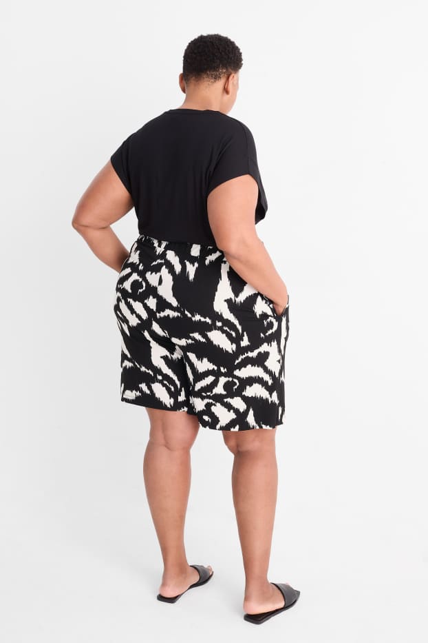 Femmes - Short - mid waist - à motif - noir / blanc