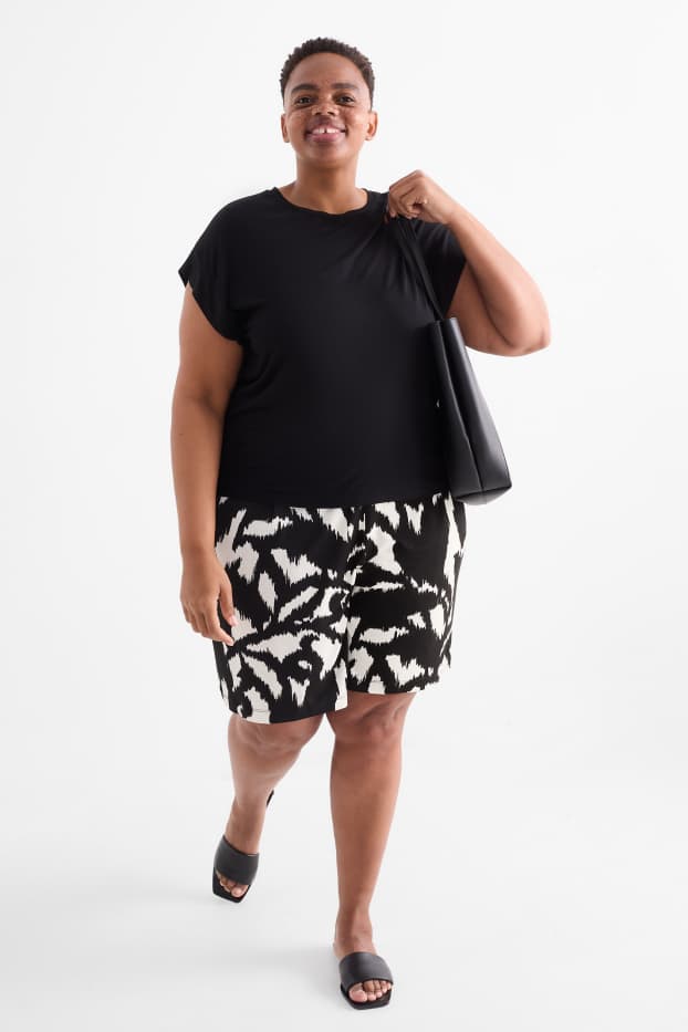 Femmes - Short - mid waist - à motif - noir / blanc