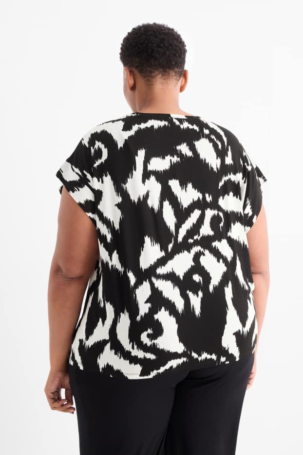 Damen - T-Shirt - gemustert - schwarz / weiß