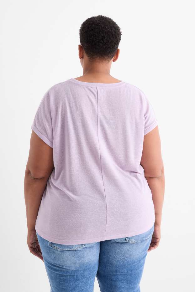 Femmes - T-shirt à col V - regular fit - violet clair