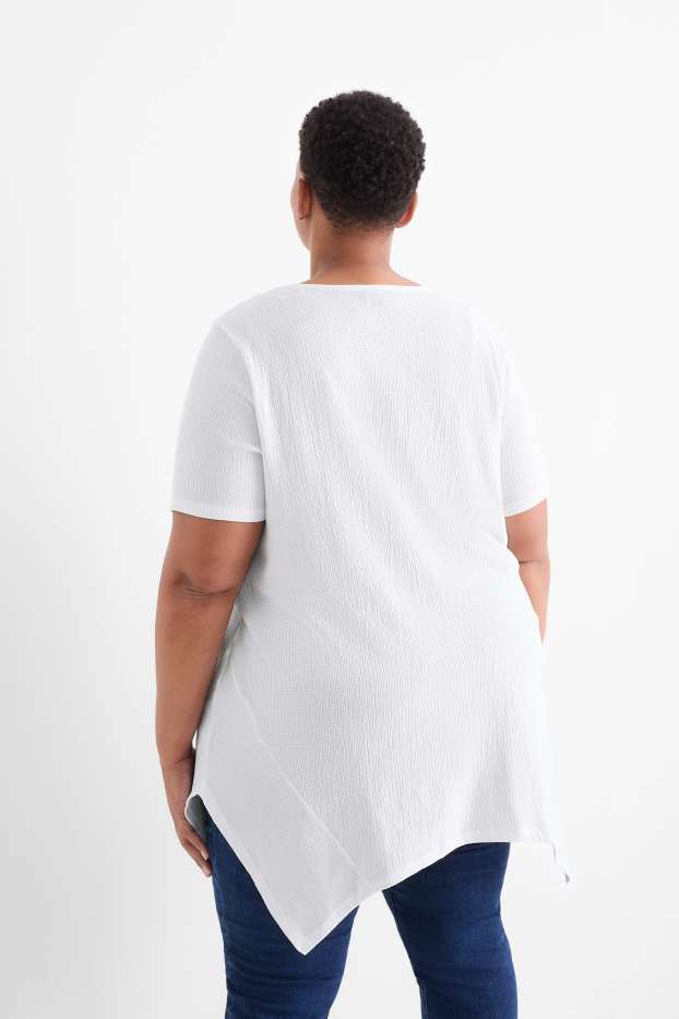 Women - T-shirt - textured - white