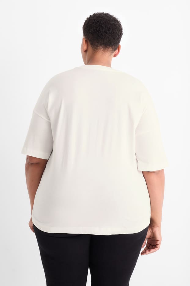 Femei - Tricou cu ștrasuri - regular fit  - alb