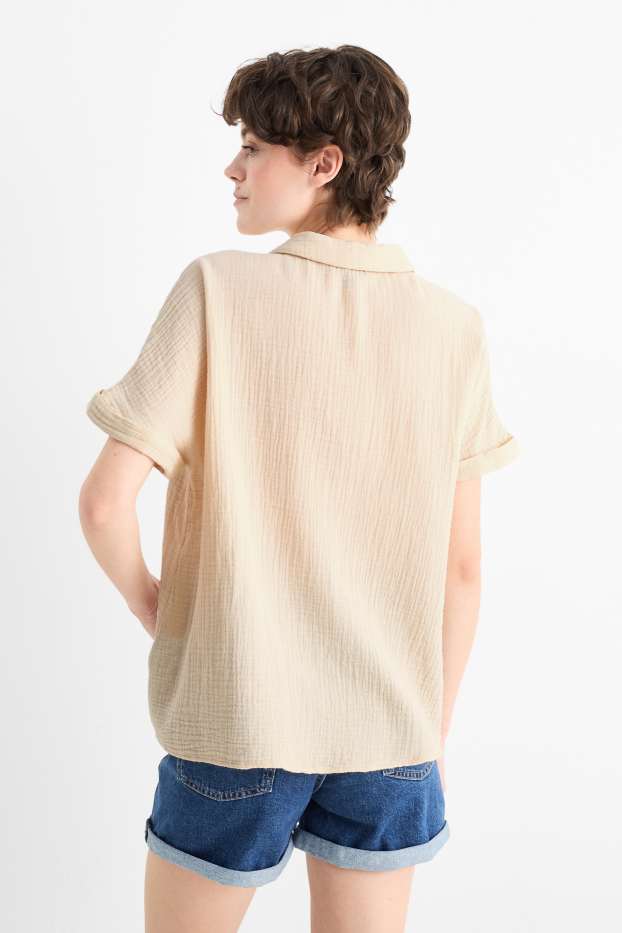 Femmes - Chemisier en mousseline - beige clair
