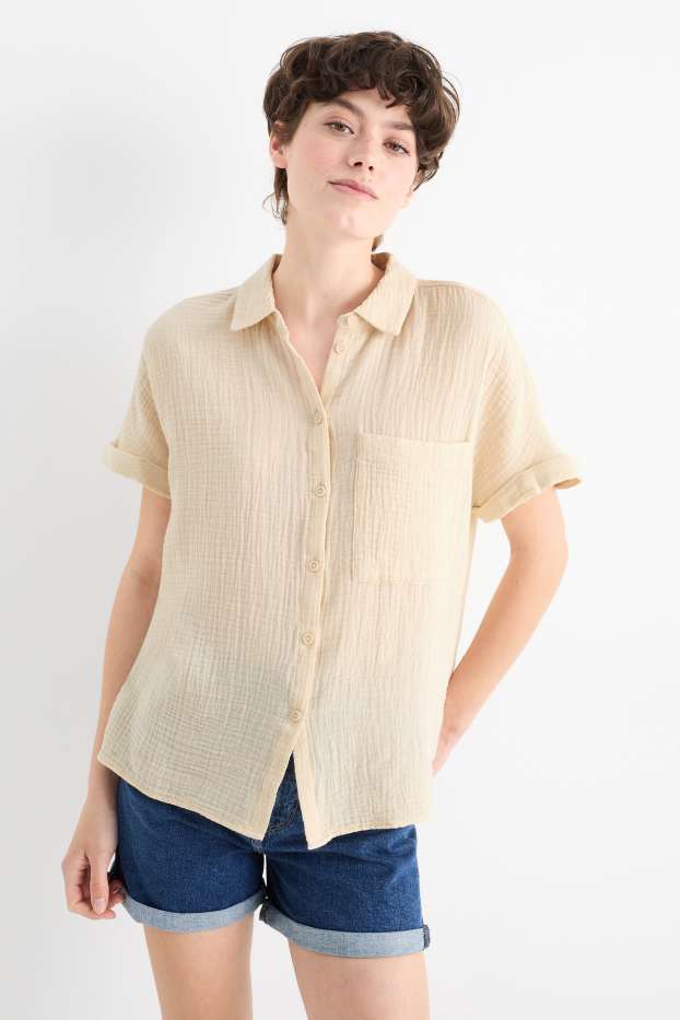 Femmes - Chemisier en mousseline - beige clair