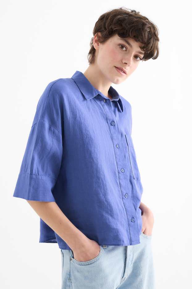 Dámské - Lněná halenka - fialová