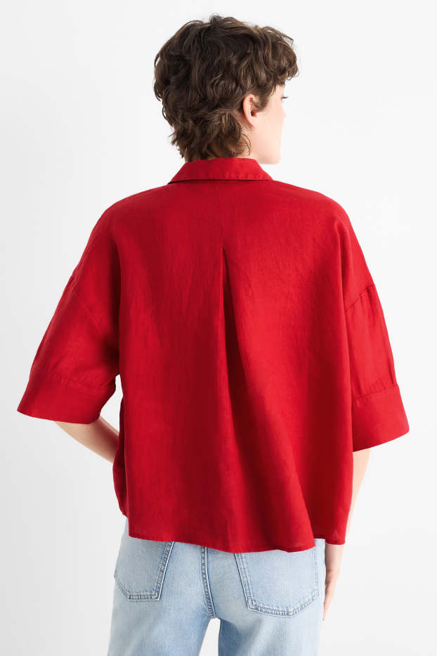 Dona - Brusa de lli - vermell fosc